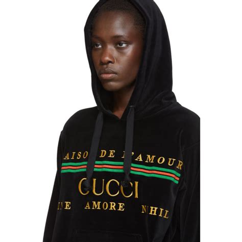 gucci black chenille hoodie|authentic gucci hoodie black medium.